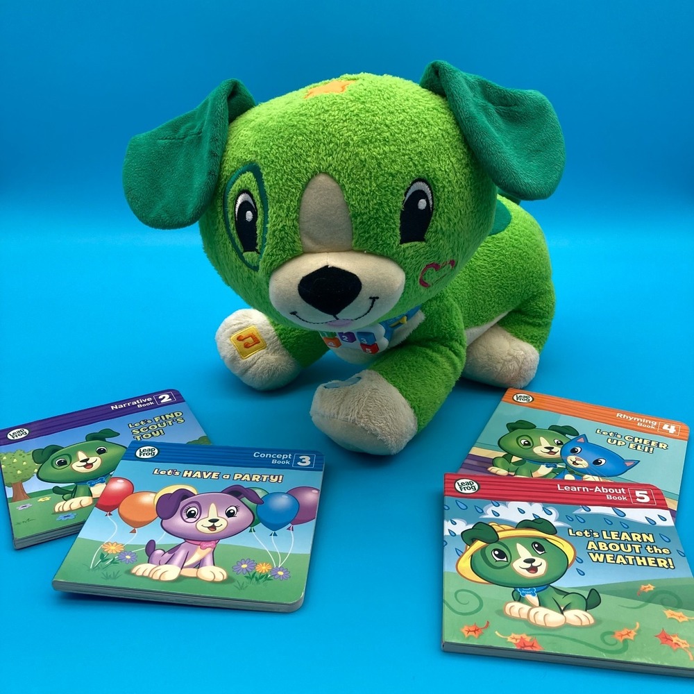 LeapFrog Read With Me Scout Interactive Plush & 4 Books - 1 missing - Tested